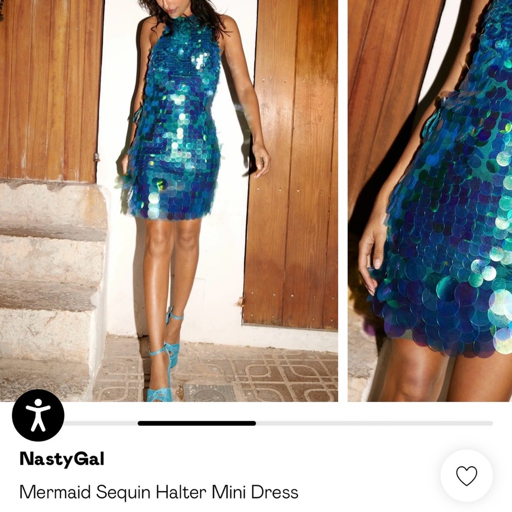 Nastygal Mermaid Sequin Halter Mini Dress